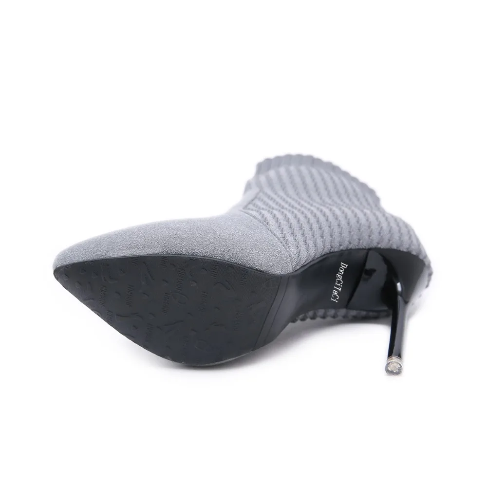 Женские ботильоны на высоком каблуке DongCiTaCi черные серые вечерние шпильке