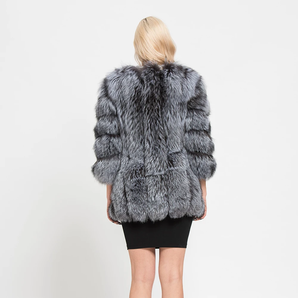 JKKFURS 2021 Новая модная зимняя теплая длинная куртка из натурального Лисьего меха