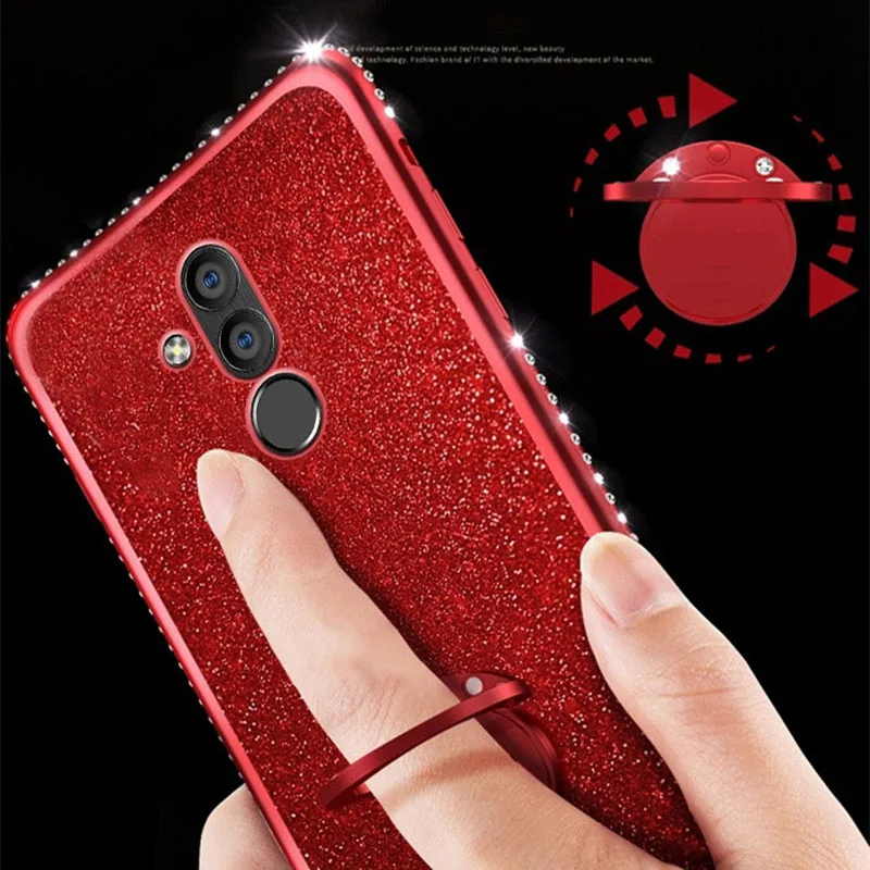 Мягкий чехол с бриллиантами для Honor 7X 8X MAX 10 Lite Y9 2019 блестящий силиконовый
