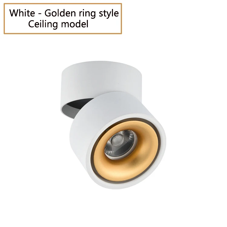 White-Golden Ceiling 7 Вт/10 Вт/12 Вт/15 Вт светодиодный потолочный светильник с поверхностным креплением складной 85-265Vac вход вращающийся на 360 градусов COB фоновый Точечный светильник ZTD0002 - Цвет корпуса: White-Golden Ceiling