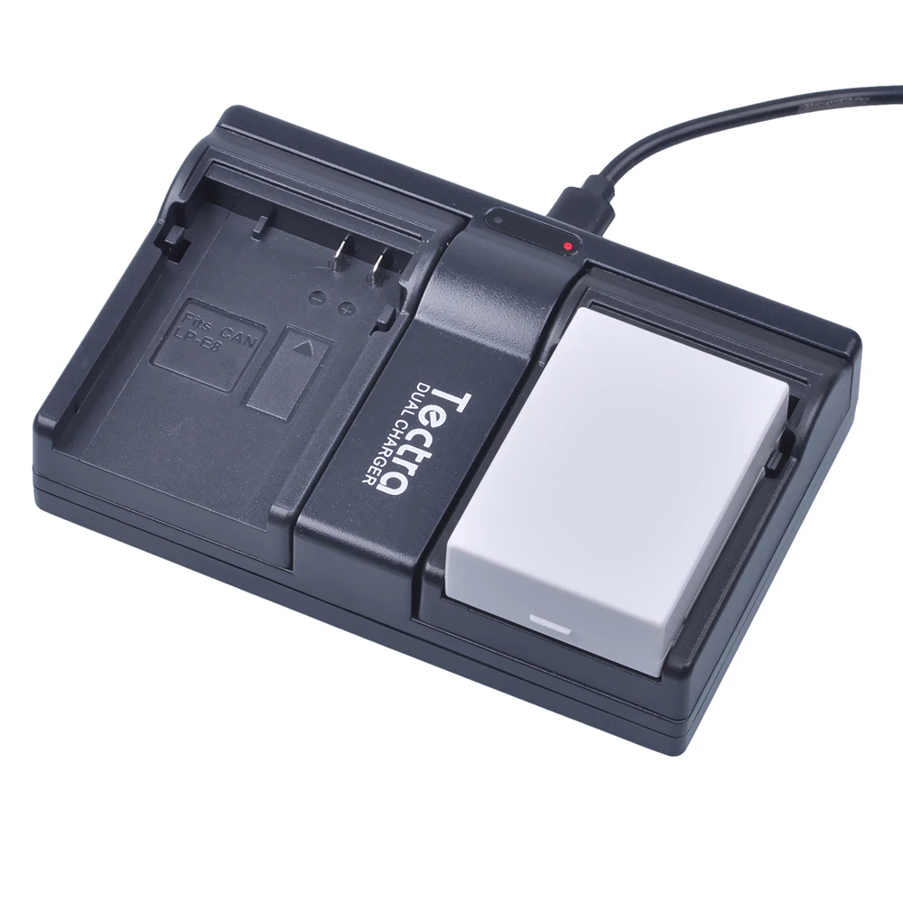 Tectra 2 шт. USB канальное зарядное устройство для Canon LP E8 LPE8 EOS 550D 600D 650D 700D Kiss X4 X5 X6i