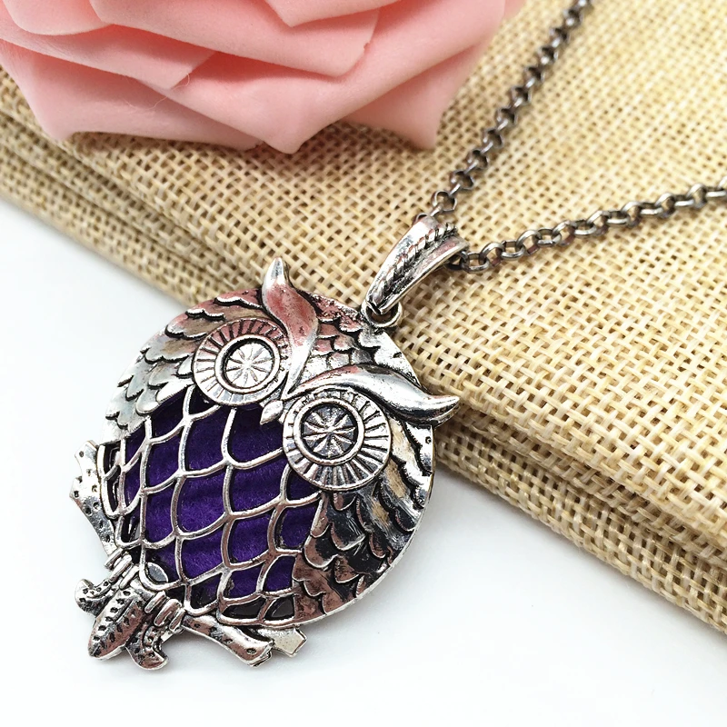 Ожерелье с подвеской в виде совы птицы слона медный тибетский серебристый