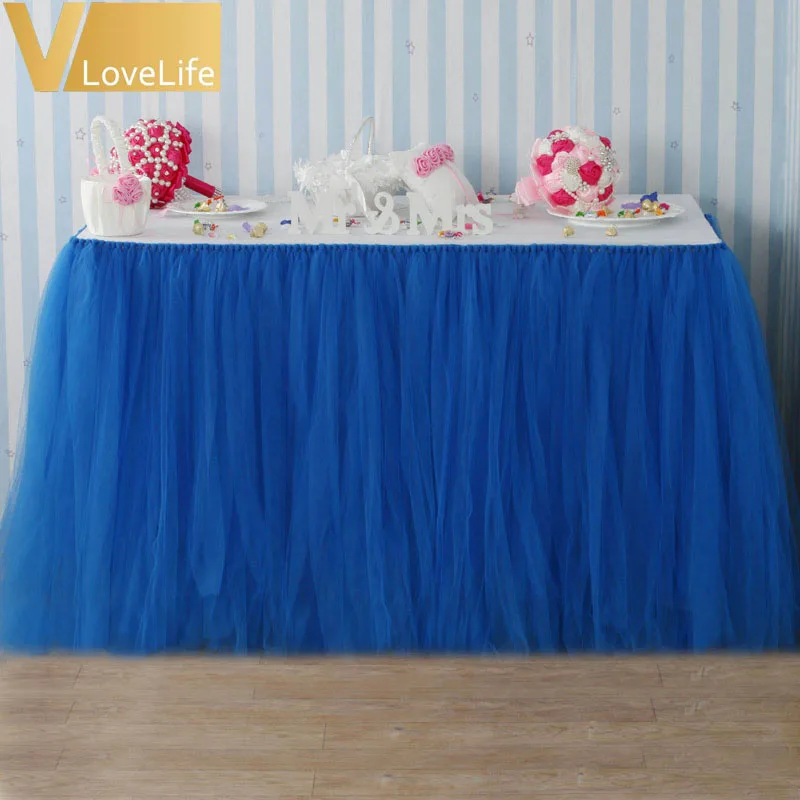 royal blue 3 шт./лот, Тюлевая юбка-пачка для стола, фатиновая посуда для свадебного украшения, вечерние юбки для свадебного стола, домашний текстиль - Цвет: royal blue