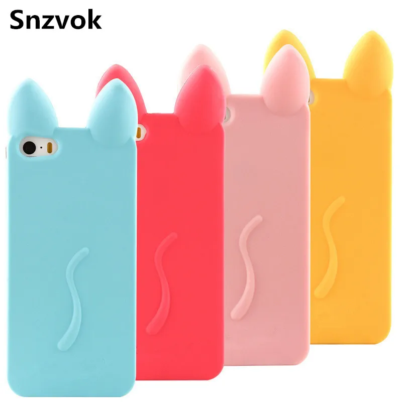 Мягкий силиконовый чехол Snzvok с милыми кошачьими ушками для IPhone X 8 7 6s plus полностью