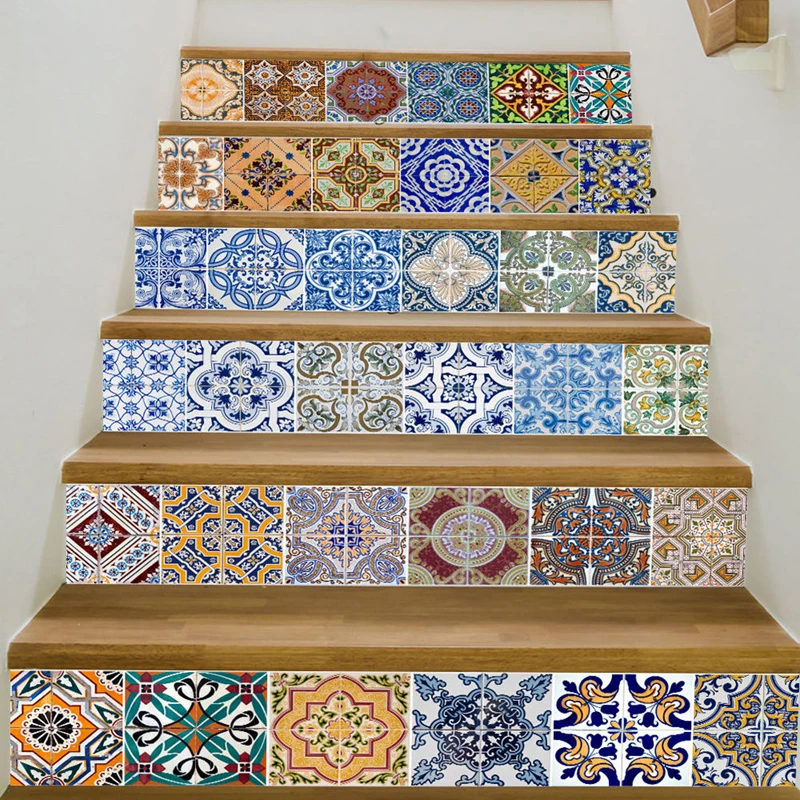 

6Pcs/set 3D Self-adhesive Vinyl Staircase Stair Riser Floor Sticker Wall Decal