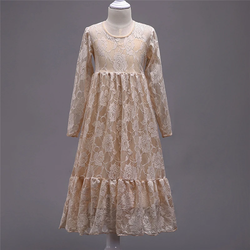 Teenage Girls Long Sleeve Lace Dress 2018 Kids Flowers Clothes Children Clothing Teenagers Young Dresses 4-16 Yrs | Детская одежда и