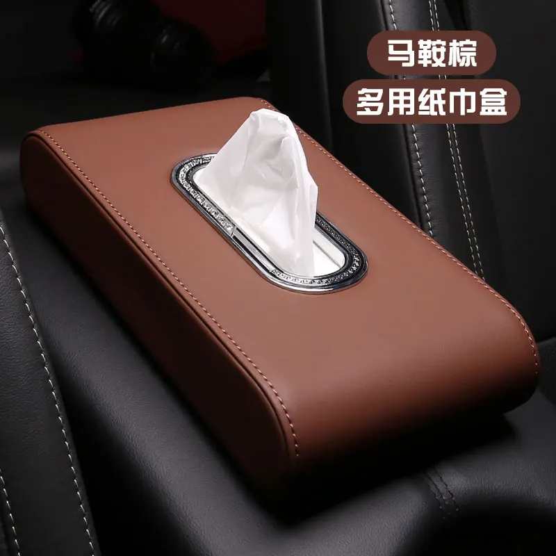 brown 1 Универсальная автомобильная коробка для салфеток, солнцезащитный козырек, коробка для салфеток, держатель из искусственной кожи, коробка для салфеток, чехол для бумажных салфеток, авто Органайзер, аксессуары - Название цвета: brown 1
