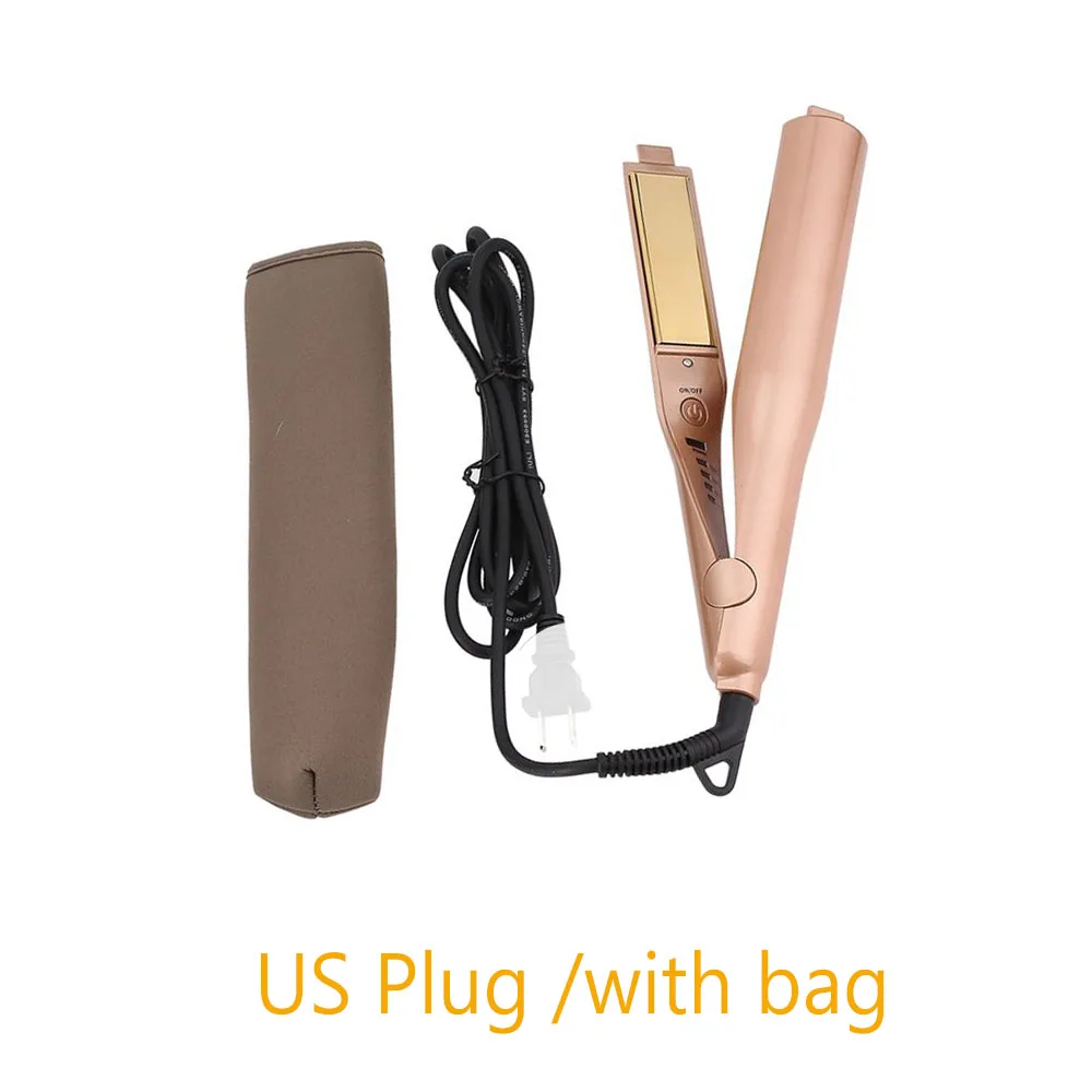 US with Bag Золото 2 в 1 выпрямляющий утюжок для завивки волос щипцы для завивки волос профессиональные щипцы для завивки волос салонные качественные щипцы для завивки волос выпрямляющий утюжок - Цвет: US with Bag