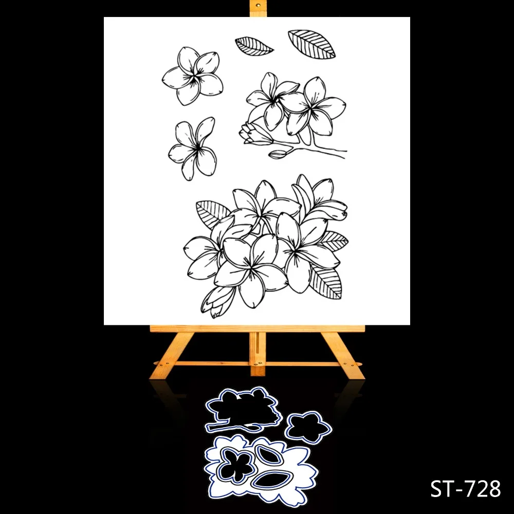 

AZSG Flower Cutting Dies Clear Stamps For DIY Scrapbooking/Card Making Decorative Silicone Stamp Crafts