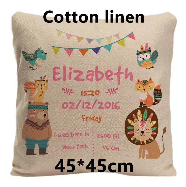 45x45CM-linen Подгонянная синяя наволочка для подушки с изображением животных леса, наволочка, милый персонализированный подарок для ребенка от Lvsure - Цвет: 45x45CM-linen