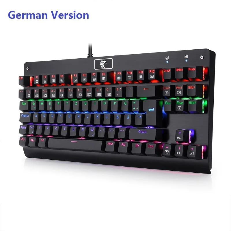 German Version E-YOOSO Z-77 USB Проводная игровая механическая клавиатура эргономичный 88-замок для шкафов панель с Красочная светодиодная подсветка немецкая/французская версия - Цвет: German Version