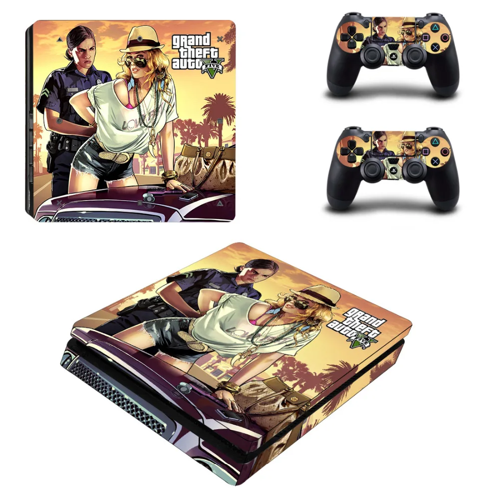 Grand Theft Auto V GTA 5 PS4 тонкая кожа Стикеры наклейка для sony Игровые приставки 4 консоли и 2 контроллера кожи PS4 тонкий Стикеры винил