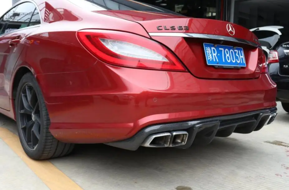 Карбоновое волокно заднего багажника для губ бампер Защита выхлопного отверстия