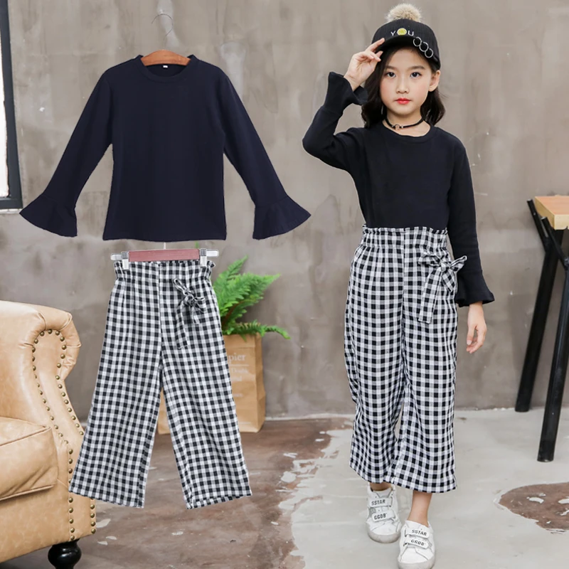 Модные комплекты одежды для маленьких девочек хлопковая футболка с длинным