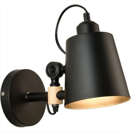 Nordic Simple Modern Wall Sconce Adjust Wood Iron Light Fixtures Balcony Aisle Home Indoor Lighting Bedside LED Lamp | Лампы и