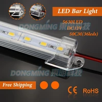5pcs 50cm 72 smd 5630 led hard luces strip led bar light tube 12v u aluminum shell pc cover dc connector warm white cabinet
