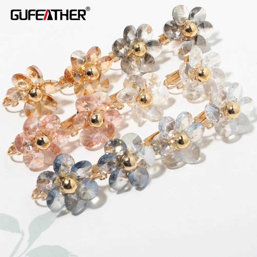 GUFEATHER M335 ювелирные аксессуары изделия хрустальный цветок серьги-гвоздики ручной