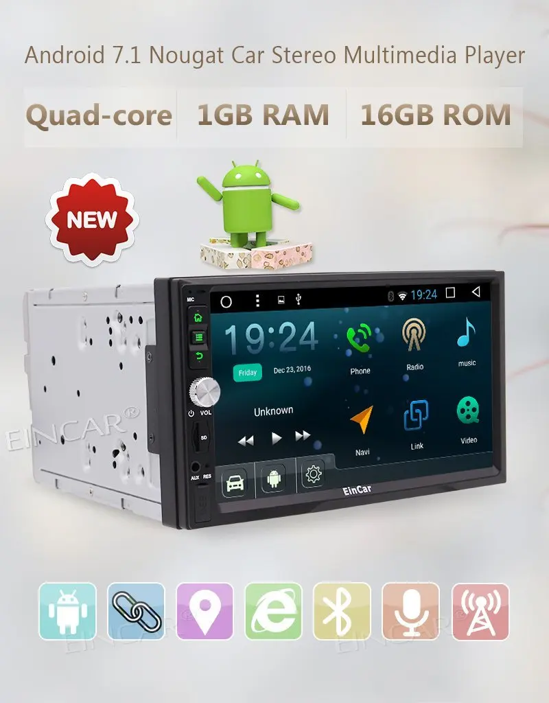 Eincar Android 7 1 Авто Радио Стерео 2Din в тире видео плеер Quad-Core gps навигации Поддержка WIFI