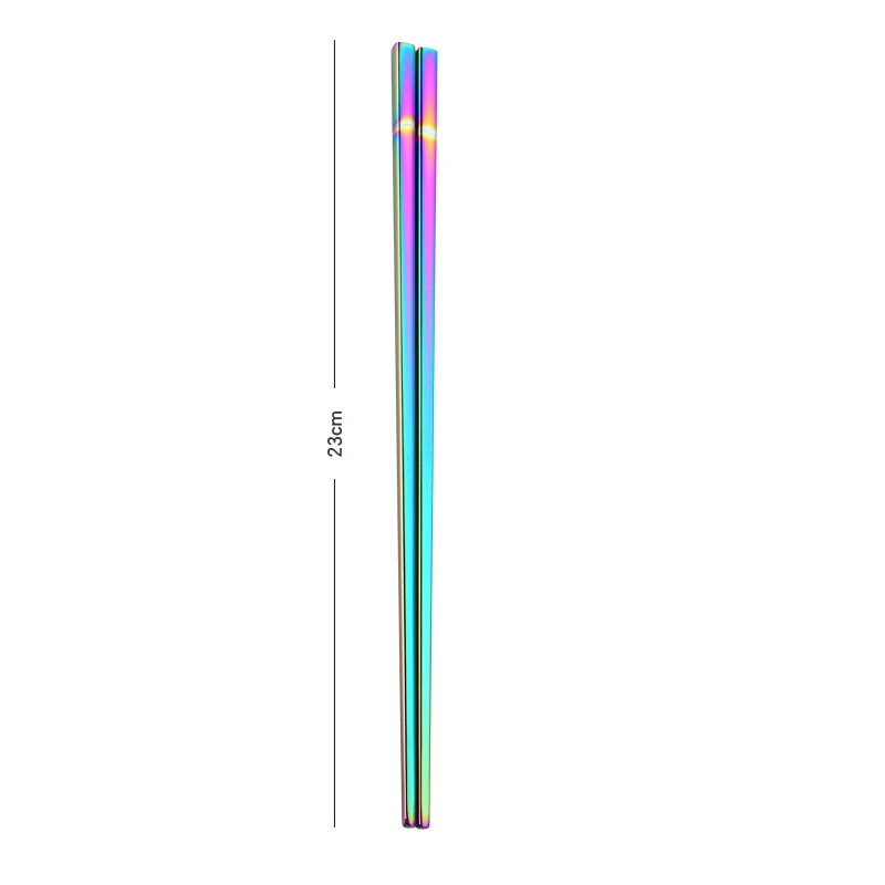 rainbow Китайские японские корейские палочки для еды длина радуги 23 см палочки для еды высшего качества 304 зеркальная полированная посуда из нержавеющей стали - Цвет: rainbow