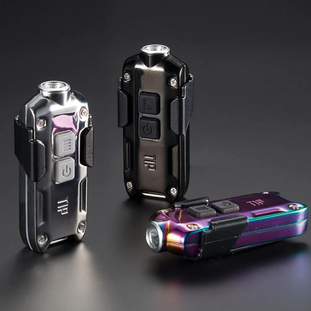 TOPSALE NITECORE USB TIPSS металлический брелок из нержавеющей стали свет + зажим для