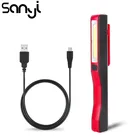 Магнитный фонарик SANYI, светодиодный фонарик с крючком, зарядка от USB, вращающийся зажим, портативный мини-фонарик