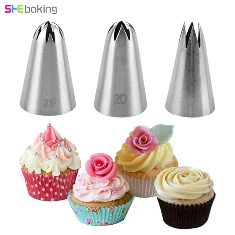 Shebaking 3 шт./компл. крем насадка для декорирования торта глазури трубопроводов сопла производителя фаст-фуд Кондитерские наконечники Fondant(сахарная) торт кекс украшения выпечки инструменты