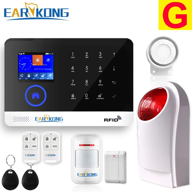 EARYKONG 433 МГц Wifi GSM сигнализация Беспроводная дверь окно открытый детектор SIM приложение меню дисплей Сенсорная клавиатура включает 8 языков - Цвет: G