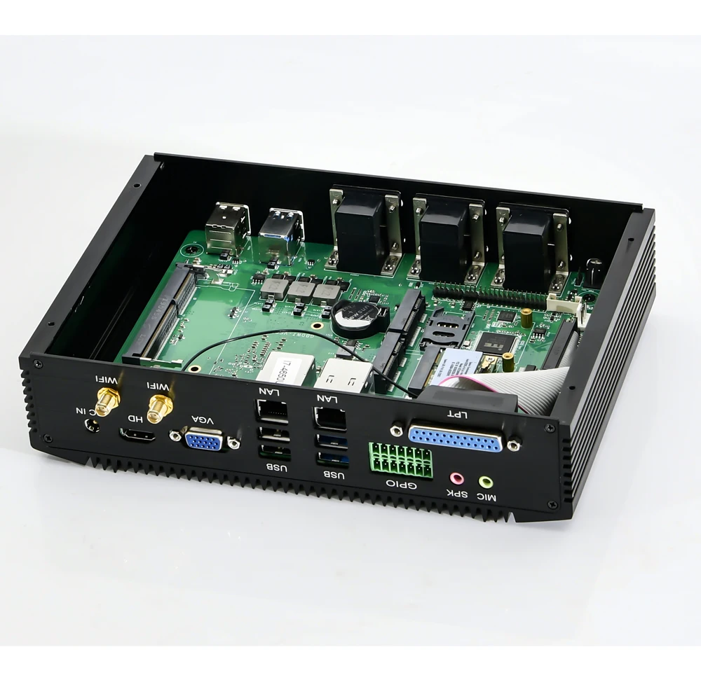 Новейший 6 * COM промышленный Мини ПК Intel Core i5 4200U i7 4500U 5550U компьютер GPIO SIM Plus LPT HDMI VGA Dual