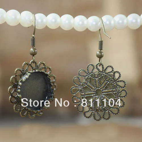 Пустые серьги 15 мм основа круглая корона гнездо филигранный лоток кабошоны