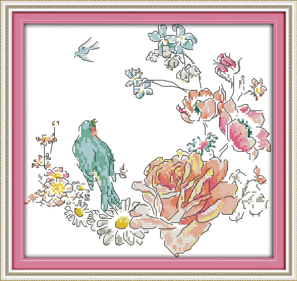 

Full of singing birds and of sweet-scented flowers (4) cross stitch kit 18ct 14ct 11ct count printed canvas stitching embroidery