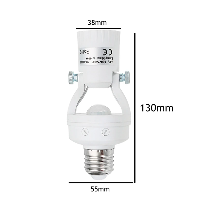 CLAITE AC100-240V 60 Вт E27 к база света вращающийся инфракрасный датчик движения PIR Лампа