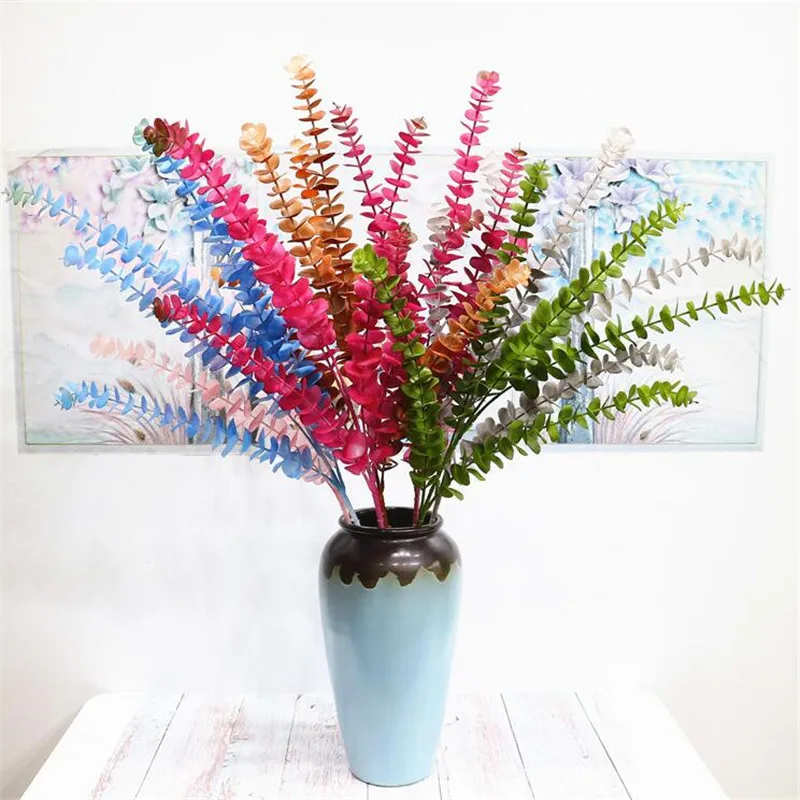 

6P Fake Long Stem Eucalyptus 37.4" Length Simulation Real Touch Soft Glue Greenery for Home Wedding Decorative Artificial Plants