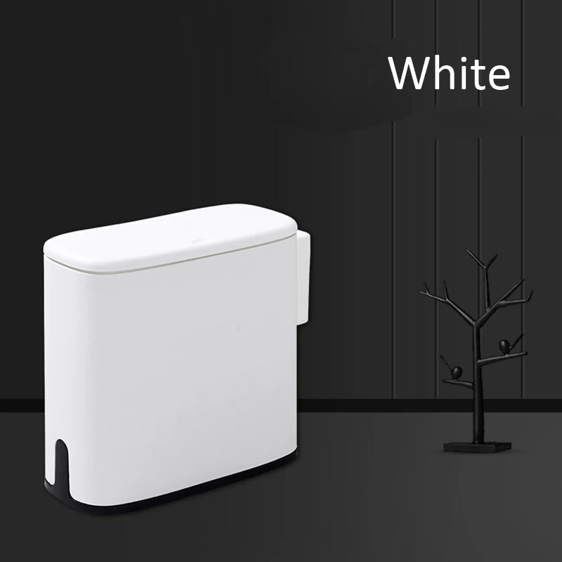 White 11L Noic 11L PP ABS узкий тип мусорное ведро для туалета мусорное ведро корзина для мусора коробка для мусора гостиная бытовые инструменты - Color: White 11L