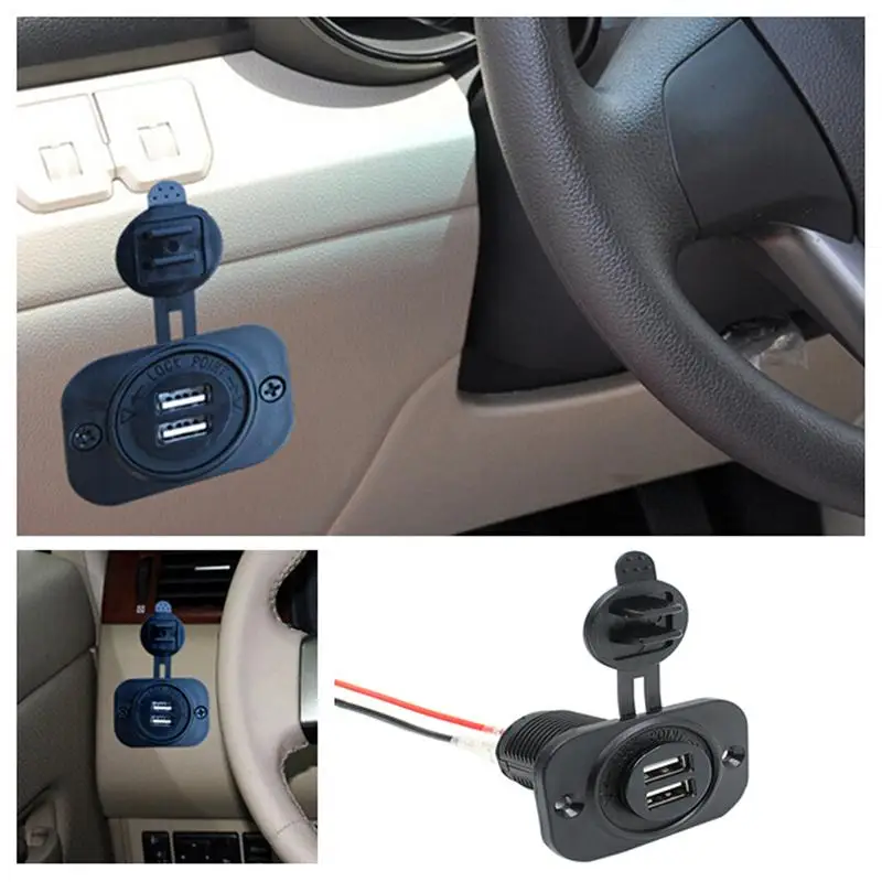 1 шт. 12 В мотоцикл двойной USB прикуриватель для автомобиля разветвитель разъем