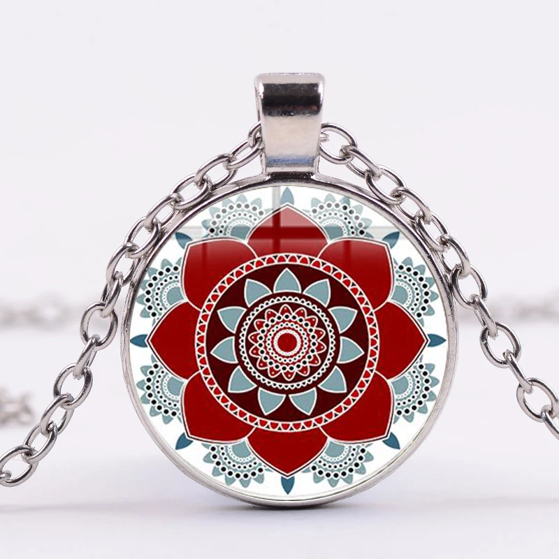 Азиатских цветок жизни серьги Henna Mandala ожерелье Ом Индии йоги буддизм чакра