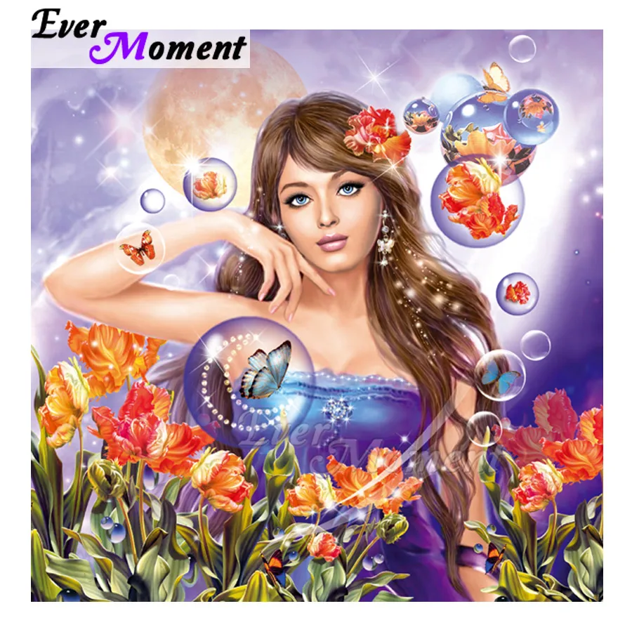 

Ever Moment Diamond Painting 5D DIY Handmade Rhinestone Girl Flower Bubble Cross Stitch Diamond Embroidery Mosaic Full 3F1313