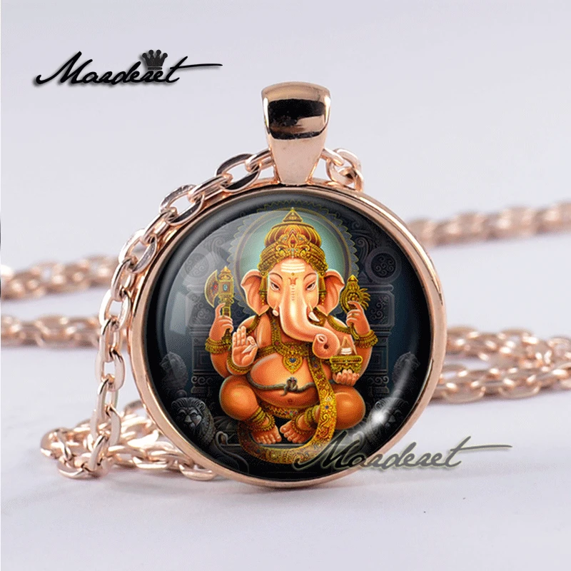 Maderet Ganesha художественное стекло кабошон ожерелье ручной работы ювелирное
