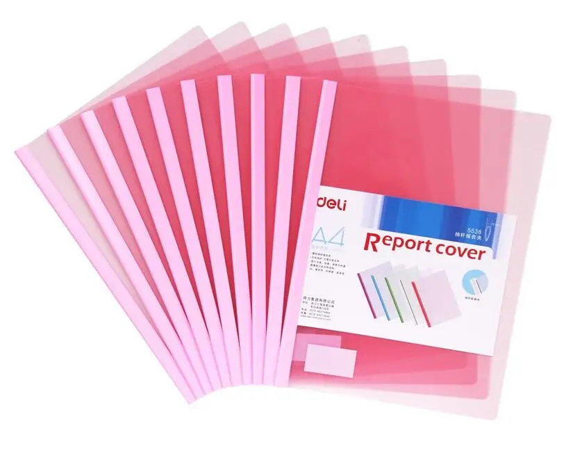 10 pcs red 10 шт. Deli канцелярские PP обложка для отчета и корешок барный держатель файл папки A4 для тетради документов бумаги купюр - Цвет: 10 pcs red