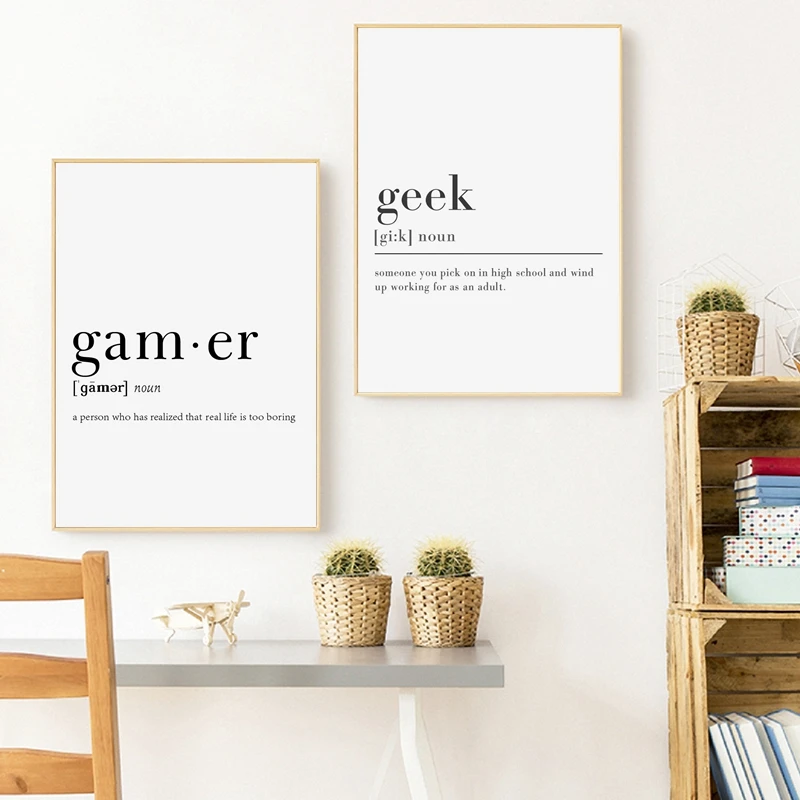 Gamer Definition Картина на холсте настенные картинки смешные рисунки Юмористические