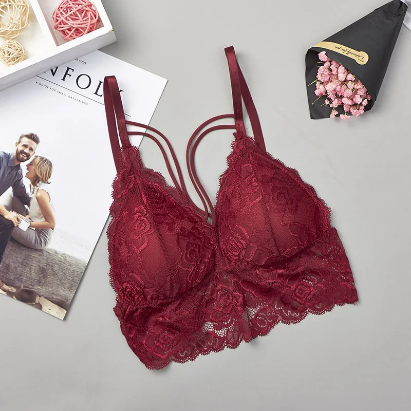 Женский кружевной бюстгальтер с цветочным принтом нижнее белье подкладкой