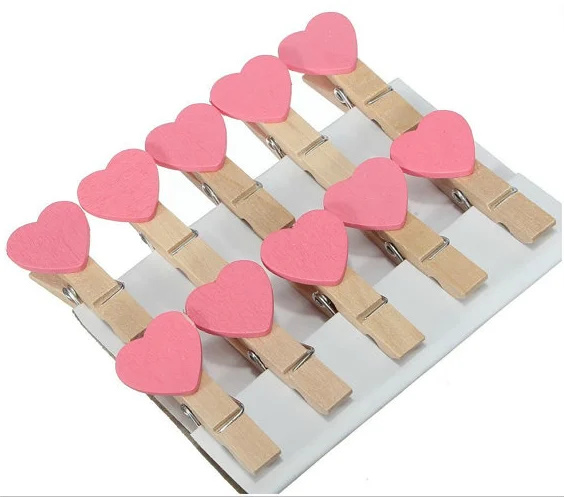 Деревянные Мини клипсы в виде сердца 10 шт. подарочные колышки для свадьбы