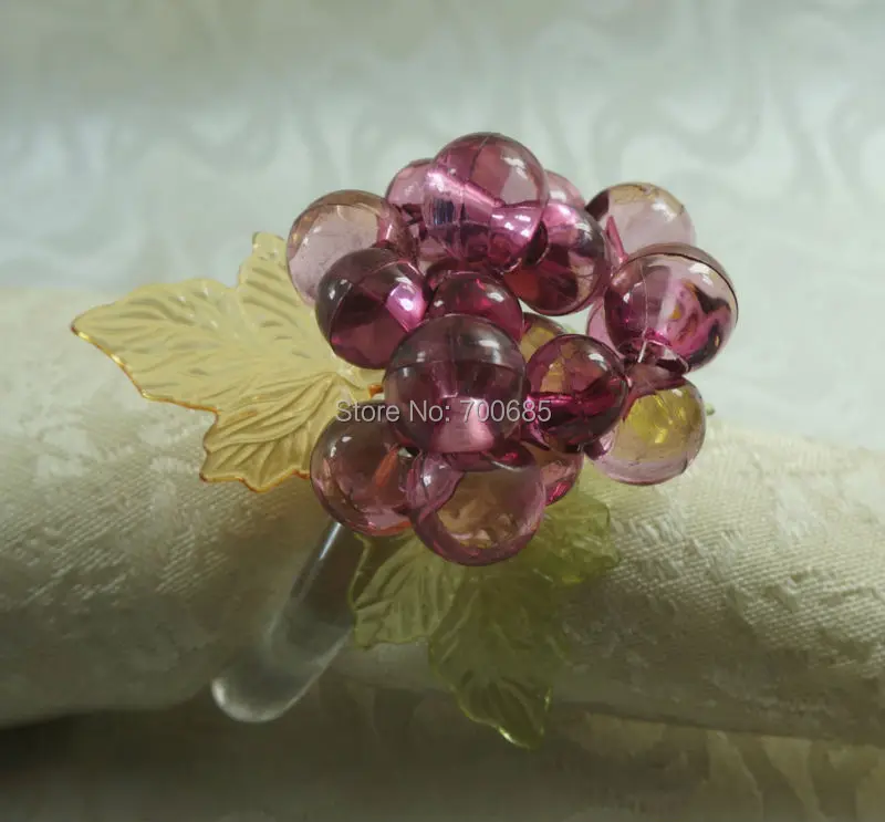 Фиолетовое акриловое бисерное кольцо-цветок для салфетки свадебное украшение