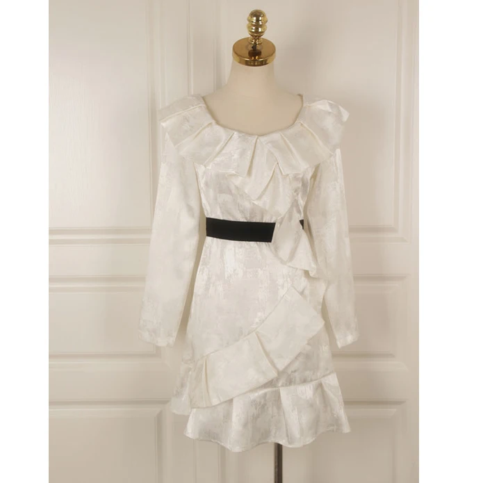 Новинка 2018 женское осеннее облегающее вечернее платье белое жаккардовое