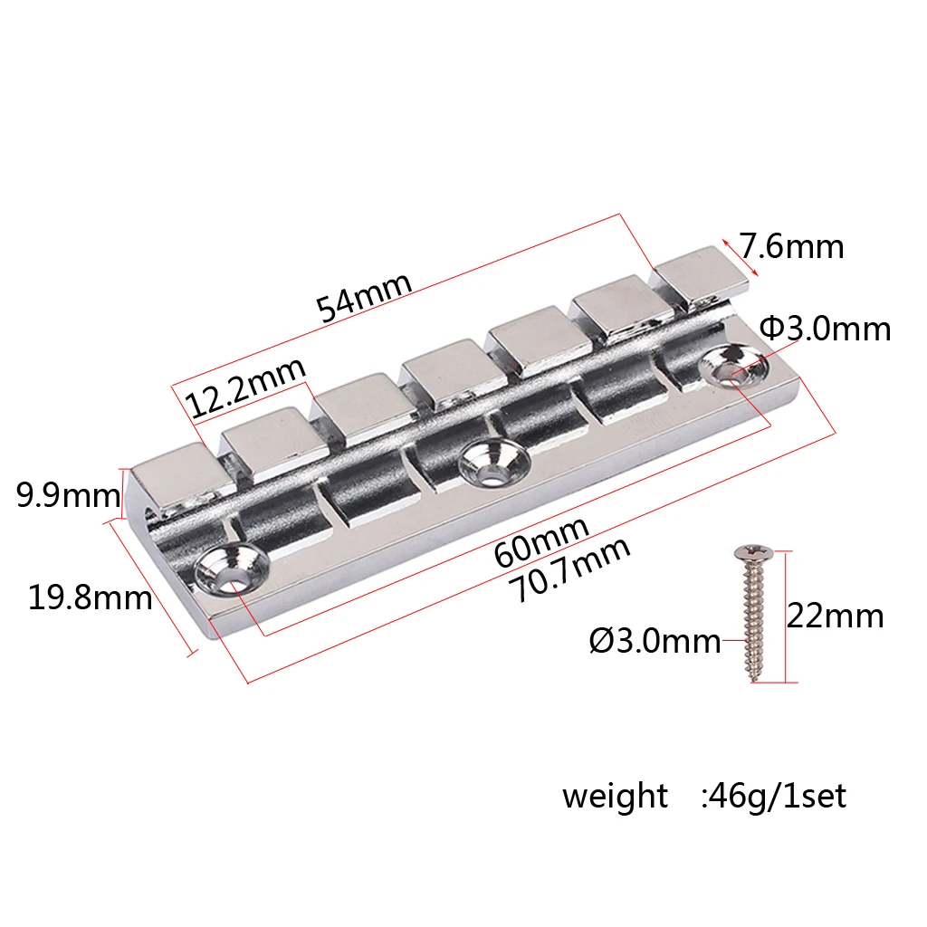 Металлический 6 струнный гитарный мостовой наконечник с крепежными винтами для