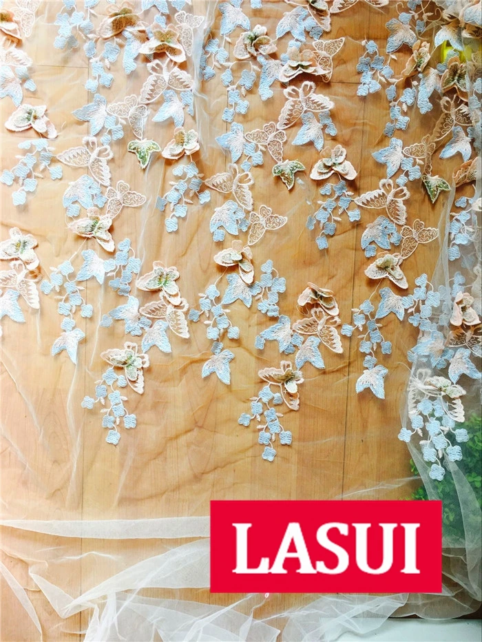 LASUI1y/1 лот 6 цветов изысканный 3d односторонняя бабочка вышивка ткань цветной золотой нитью красивый 4 цвета diy платье X0282