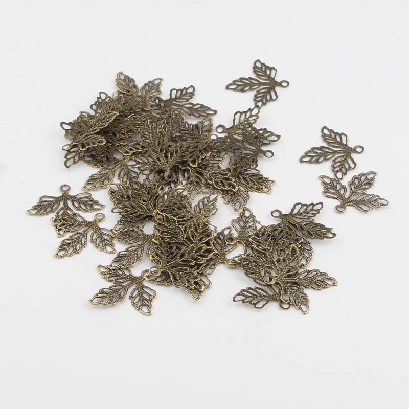 50pcs Filigree Wraps Leaves Metal Connectors Crafts for Jewelry Making DIY Accessories Charm Pendant 26x23mm | Украшения и