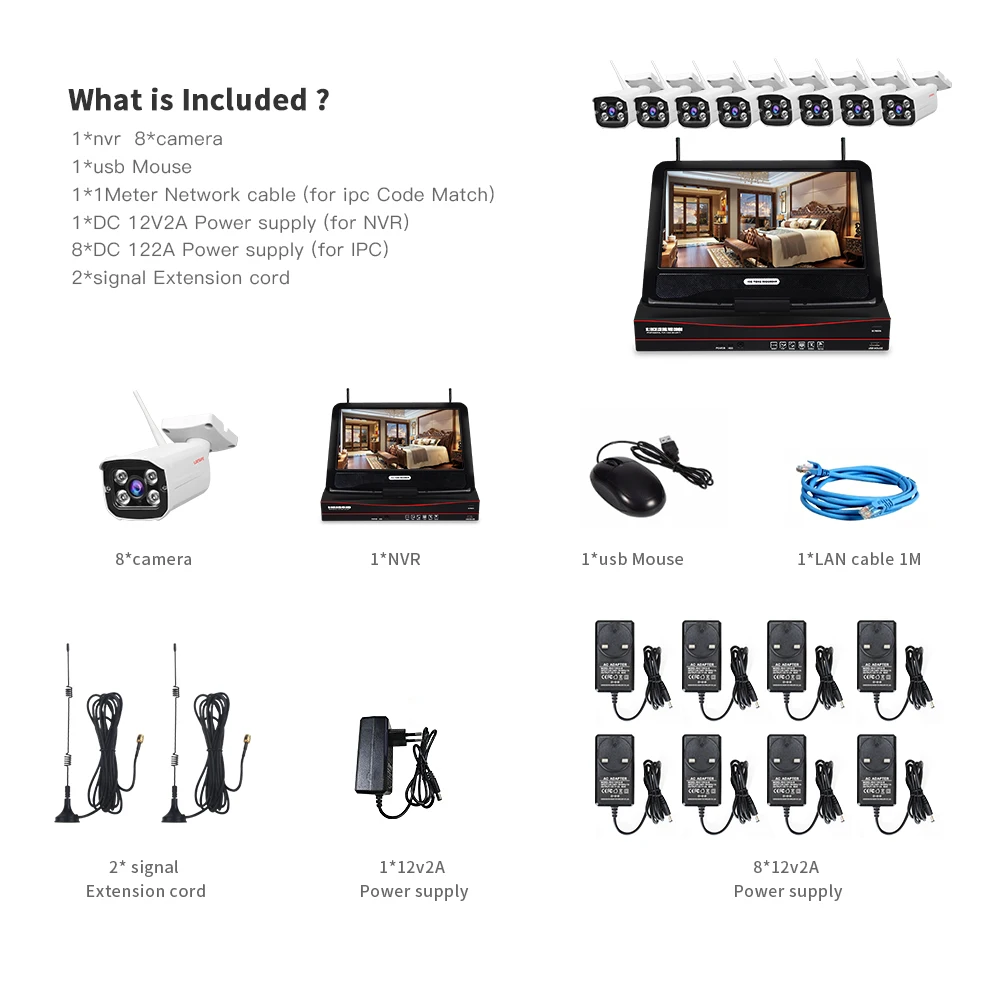 Система видеонаблюдения LOOSAFE 1080P беспроводная система с записью звука комплект