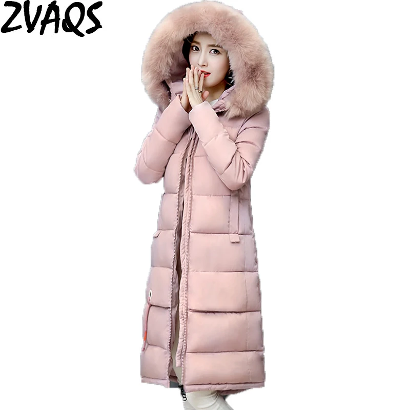 Женские зимние куртки с большим меховым воротником 2020 облегающие пальто