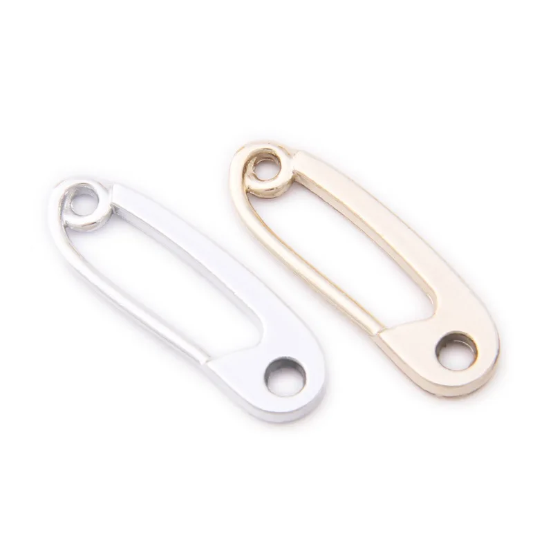10pcs 28*8mm Silver gold tone Jewelry making safety pin shape charms for bracelet Earrings Necklace pendant DIY jewelry material | Украшения