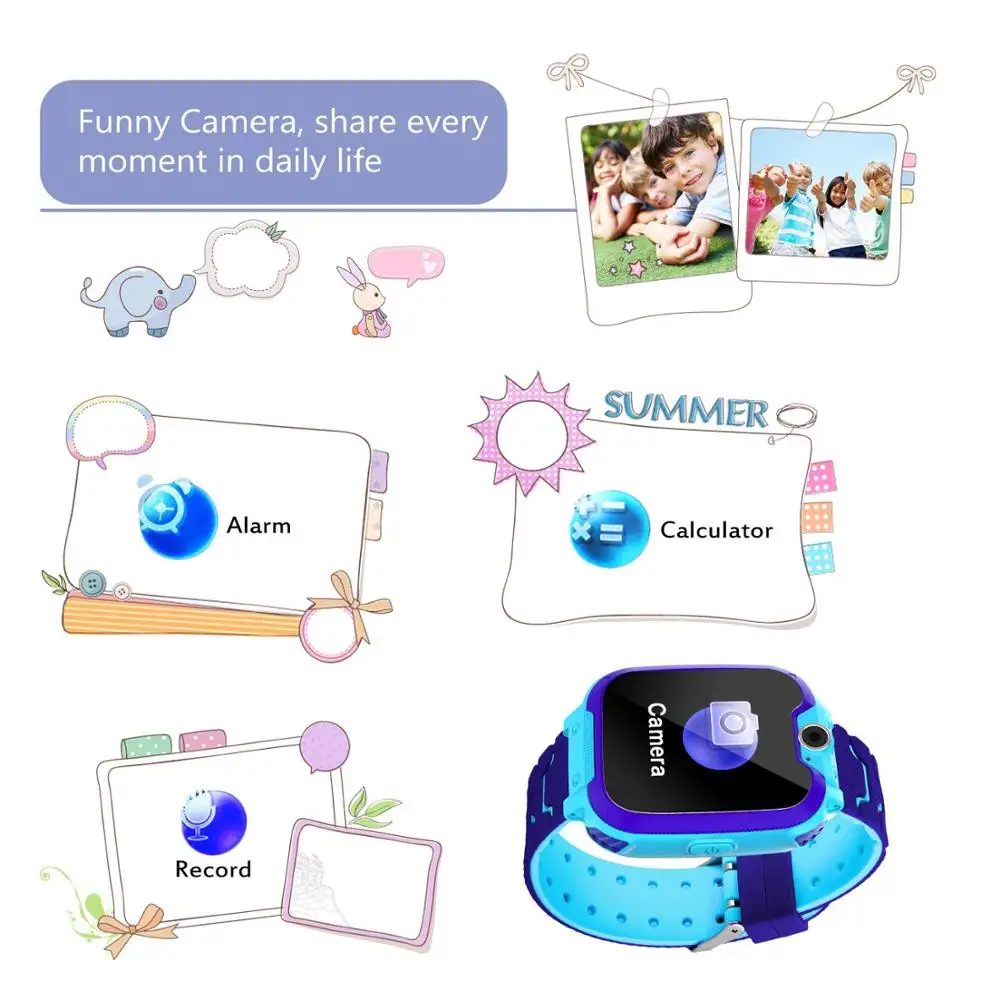 Смарт-часы телефон для детей циферблат сенсорный экран камера игры Запись музыки